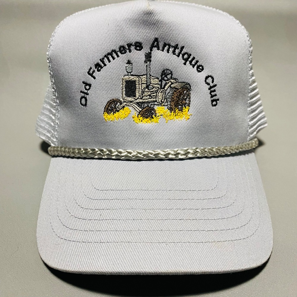 KC Trucker Hat Mens OSFA Gray Old Farmers Antique Club Tractor‎ Snapback Cap